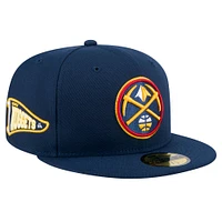 Men's New Era Navy Denver Nuggets Throwback Pennant 59FIFTY Fitted Hat