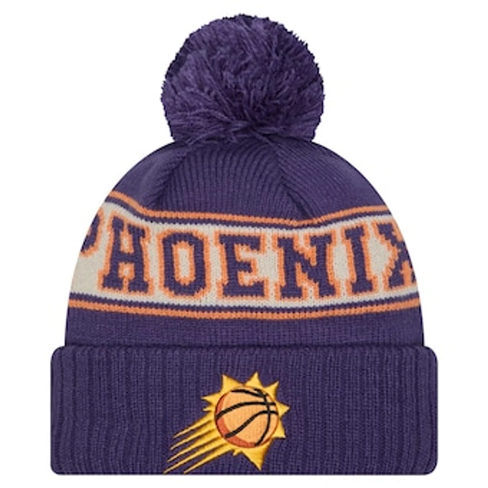 Men's New Era Purple Phoenix Suns Throwback Retro Cuffed Knit Hat with Pom