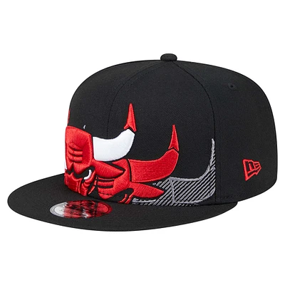 Youth New Era Black Chicago Bulls Sport Night Team Shadow 9FIFTY Snapback Hat