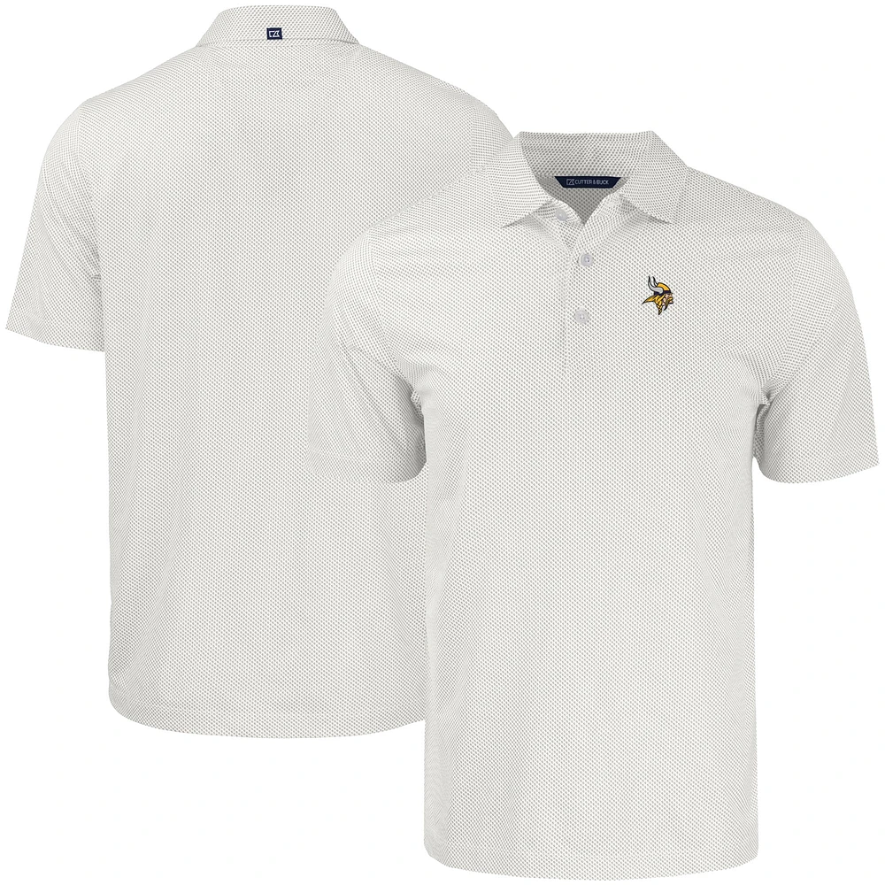 Men's Cutter & Buck White Minnesota Vikings Pike Eco Symmetry Print Stretch Recycled Polo