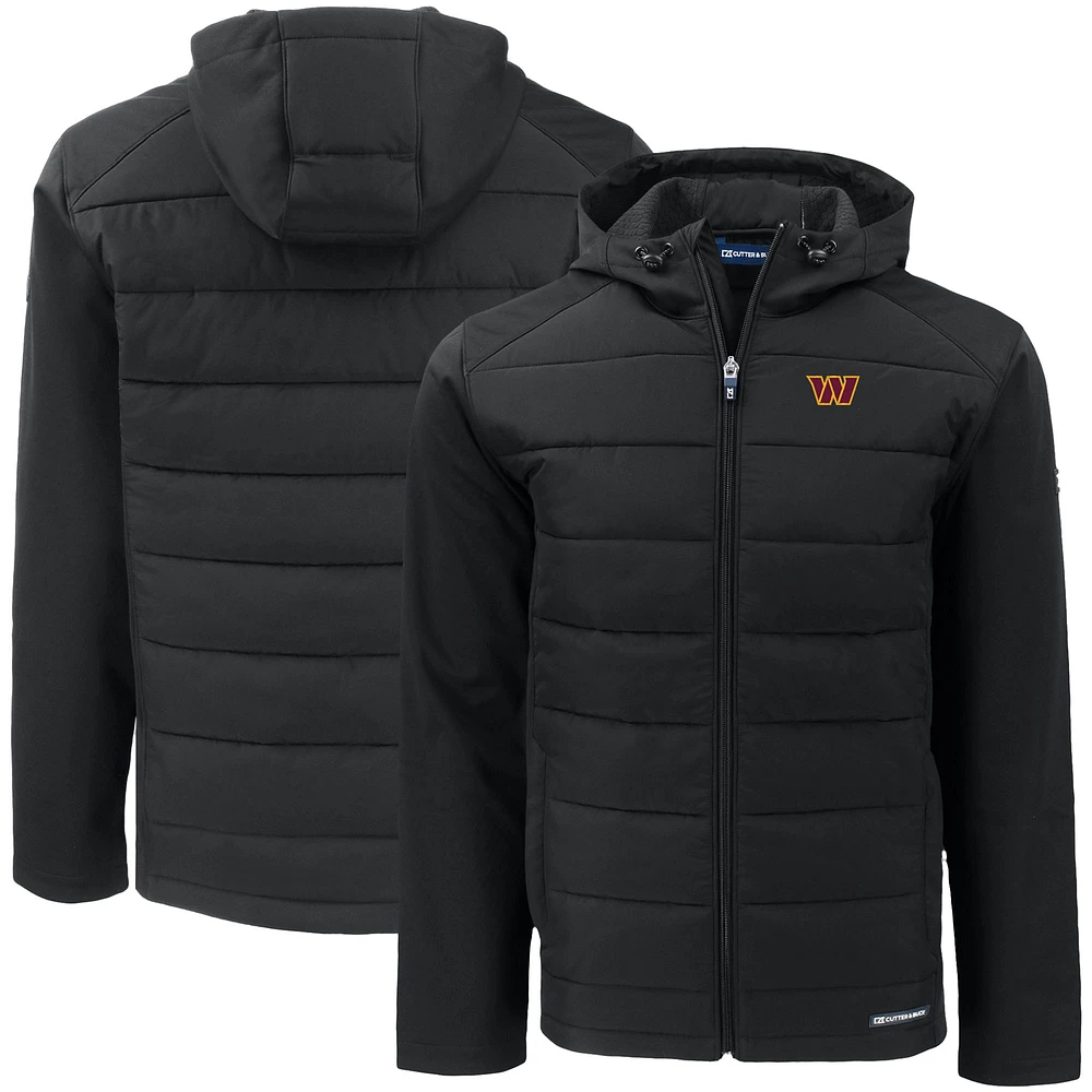 Men's Cutter & Buck Black Washington Commanders Big Tall Evoke Hybrid Eco Softshell Recycled Full-Zip Hooded Jacket
