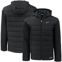 Men's Cutter & Buck Black Buffalo Bills  Big Tall Evoke Hybrid Eco Softshell Recycled Full-Zip Hooded Jacket