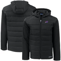 Men's Cutter & Buck Black Buffalo Bills  Big Tall Evoke Hybrid Eco Softshell Recycled Full-Zip Hooded Jacket