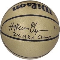 Limited Edition of 6: Hakeem Olajuwon Houston Rockets Autographed Wilson Basketball with Inscription