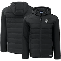 Men's Cutter & Buck Black Las Vegas Raiders  Evoke PrimaLoft Hybrid Eco Softshell Recycled Full-Zip Hooded Jacket
