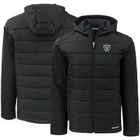 Men's Cutter & Buck Black Las Vegas Raiders  Evoke PrimaLoft Hybrid Eco Softshell Recycled Full-Zip Hooded Jacket