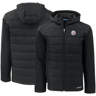 Men's Cutter & Buck Pittsburgh Steelers Evoke PrimaLoft Hybrid Eco Softshell Recycled Full-Zip Hooded Jacket