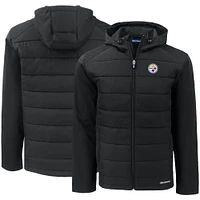 Men's Cutter & Buck Pittsburgh Steelers Evoke PrimaLoft Hybrid Eco Softshell Recycled Full-Zip Hooded Jacket