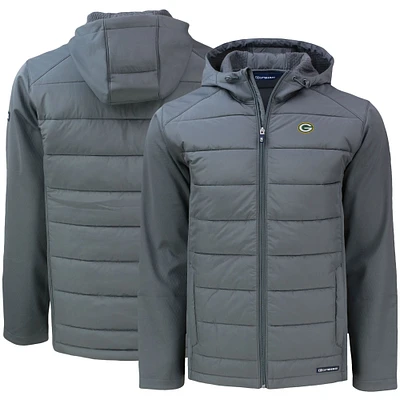 Men's Cutter & Buck Green Bay Packers Evoke PrimaLoft Hybrid Eco Softshell Recycled Full-Zip Hooded Jacket