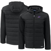Men's Cutter & Buck Black Buffalo Bills  Evoke PrimaLoft Hybrid Eco Softshell Recycled Full-Zip Hooded Jacket