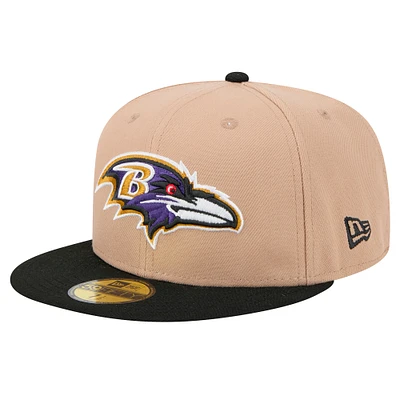 Men's New Era Tan Baltimore Ravens  Logo Main 59FIFTY Fitted Hat