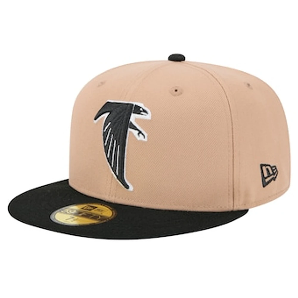 Men's New Era Tan Atlanta Falcons  Throwback Logo Main 59FIFTY Fitted Hat