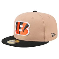 Men's New Era Tan Cincinnati Bengals  Logo Main 59FIFTY Fitted Hat