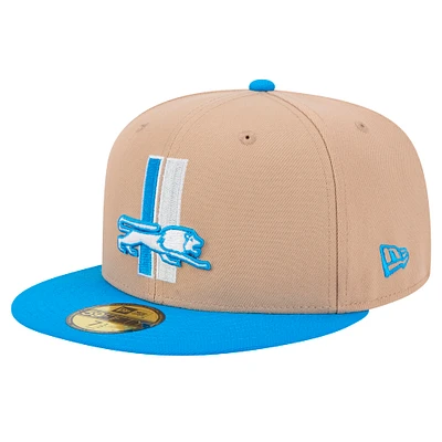 Men's New Era Tan Detroit Lions  Throwback Logo Main 59FIFTY Fitted Hat