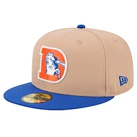 Men's New Era Tan Denver Broncos  Throwback Logo Main 59FIFTY Fitted Hat