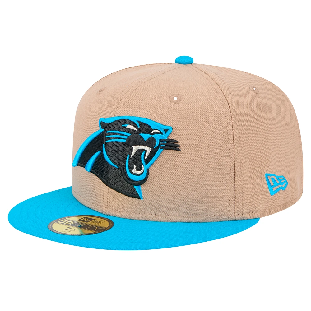 Men's New Era Tan Carolina Panthers  Logo Main 59FIFTY Fitted Hat