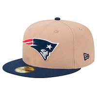 Men's New Era Tan England Patriots  Logo Main 59FIFTY Fitted Hat