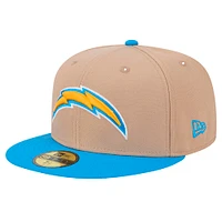 Men's New Era Tan Los Angeles Chargers  Logo Main 59FIFTY Fitted Hat