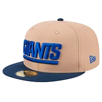 Men's New Era Tan York Giants  Wordmark Logo Main 59FIFTY Fitted Hat