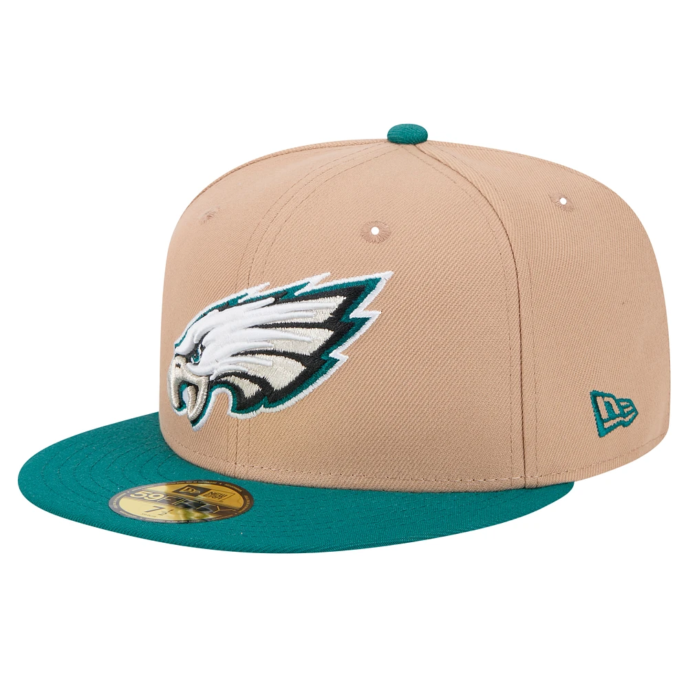 Men's New Era Tan Philadelphia Eagles  Logo Main 59FIFTY Fitted Hat