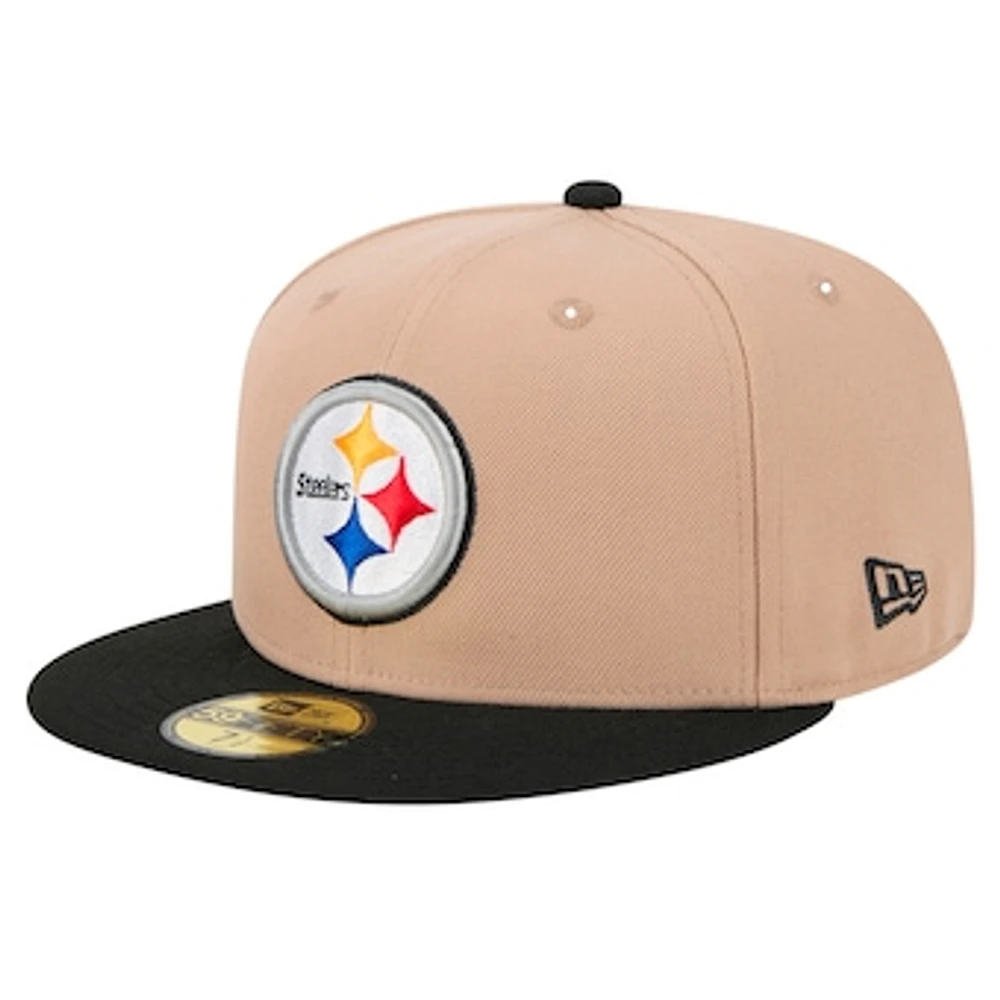 Men's New Era Tan Pittsburgh Steelers  Logo Main 59FIFTY Fitted Hat