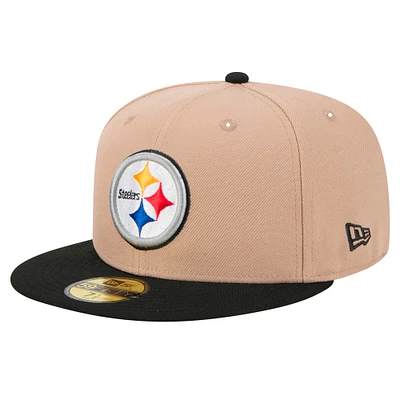 Men's New Era Tan Pittsburgh Steelers  Logo Main 59FIFTY Fitted Hat