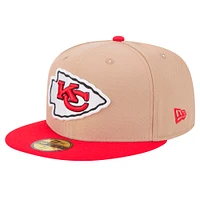 Men's New Era Tan Kansas City Chiefs  Logo Main 59FIFTY Fitted Hat