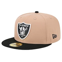 Men's New Era Tan Las Vegas Raiders  Logo Main 59FIFTY Fitted Hat