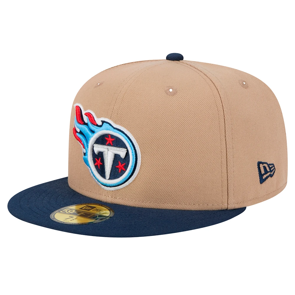 Men's New Era Tan Tennessee Titans  Logo Main 59FIFTY Fitted Hat