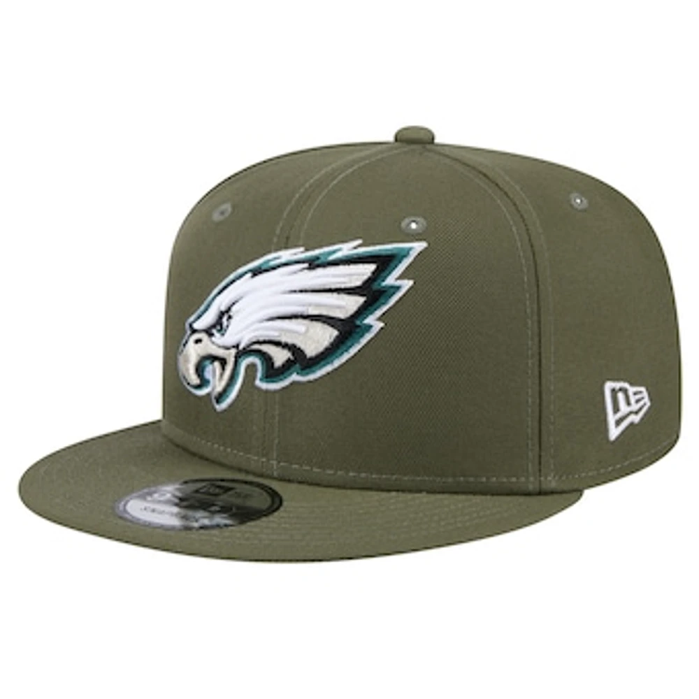 Men's New Era  Olive Philadelphia Eagles Main 9FIFTY Snapback Hat