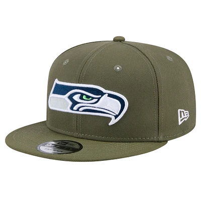 Men's New Era  Olive Seattle Seahawks Main 9FIFTY Snapback Hat