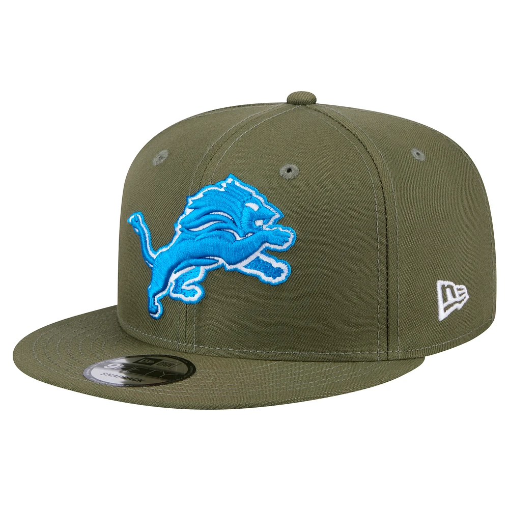 Men's New Era  Olive Detroit Lions Main 9FIFTY Snapback Hat