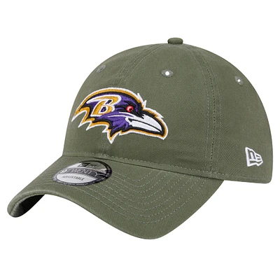 Men's New Era Olive Baltimore Ravens Main 9TWENTY Adjustable Hat