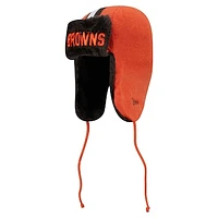 Men's New Era Orange Cleveland Browns Helmet Head Trapper Knit Hat