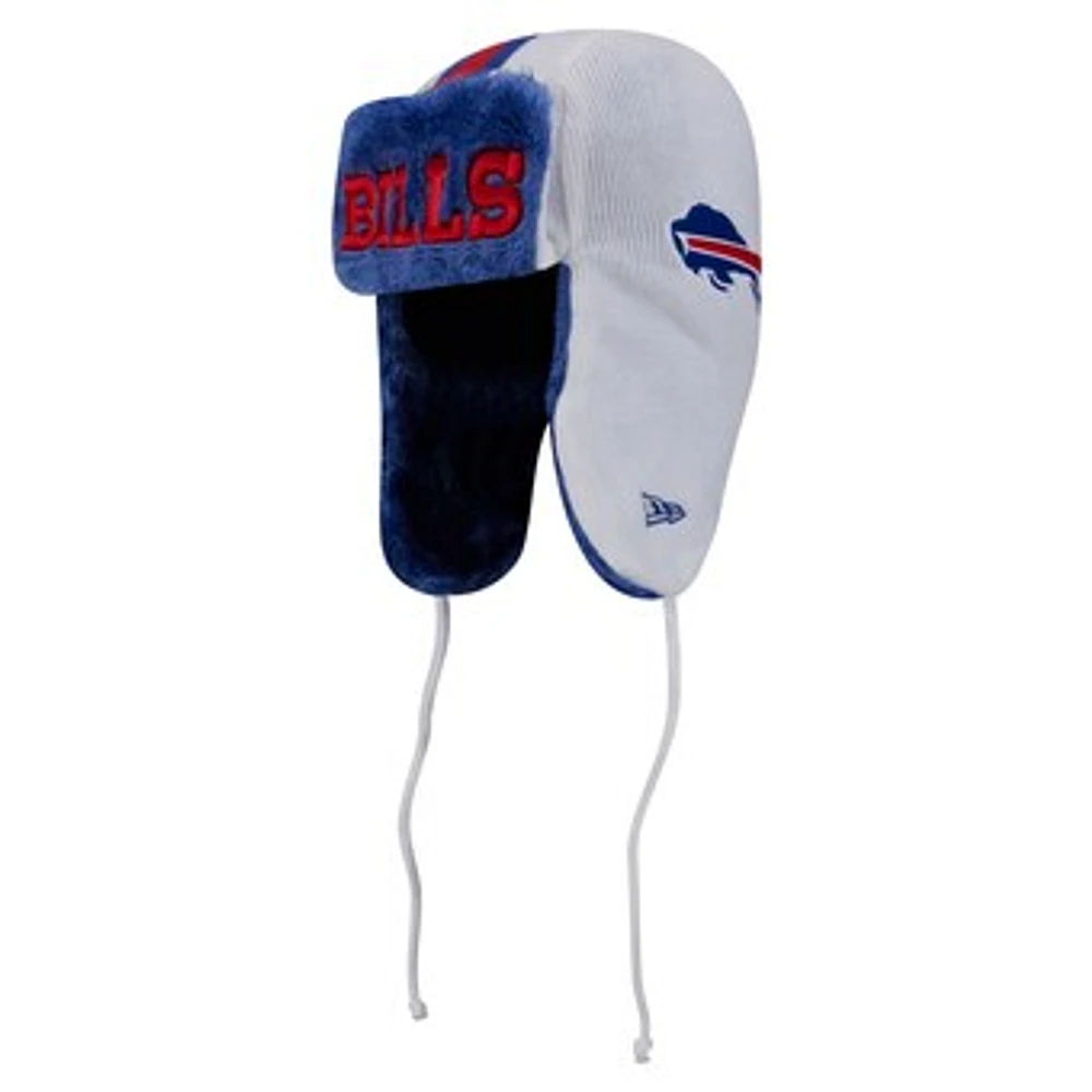 Men's New Era White Buffalo Bills Helmet Head Trapper Knit Hat