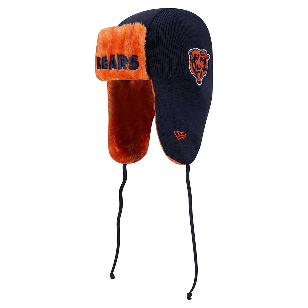 Men's New Era Navy Chicago Bears Helmet Head Trapper Knit Hat