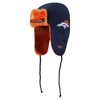 Men's New Era Navy Denver Broncos Helmet Head Trapper Knit Hat