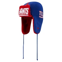 Men's New Era Royal New York Giants Helmet Head Trapper Knit Hat