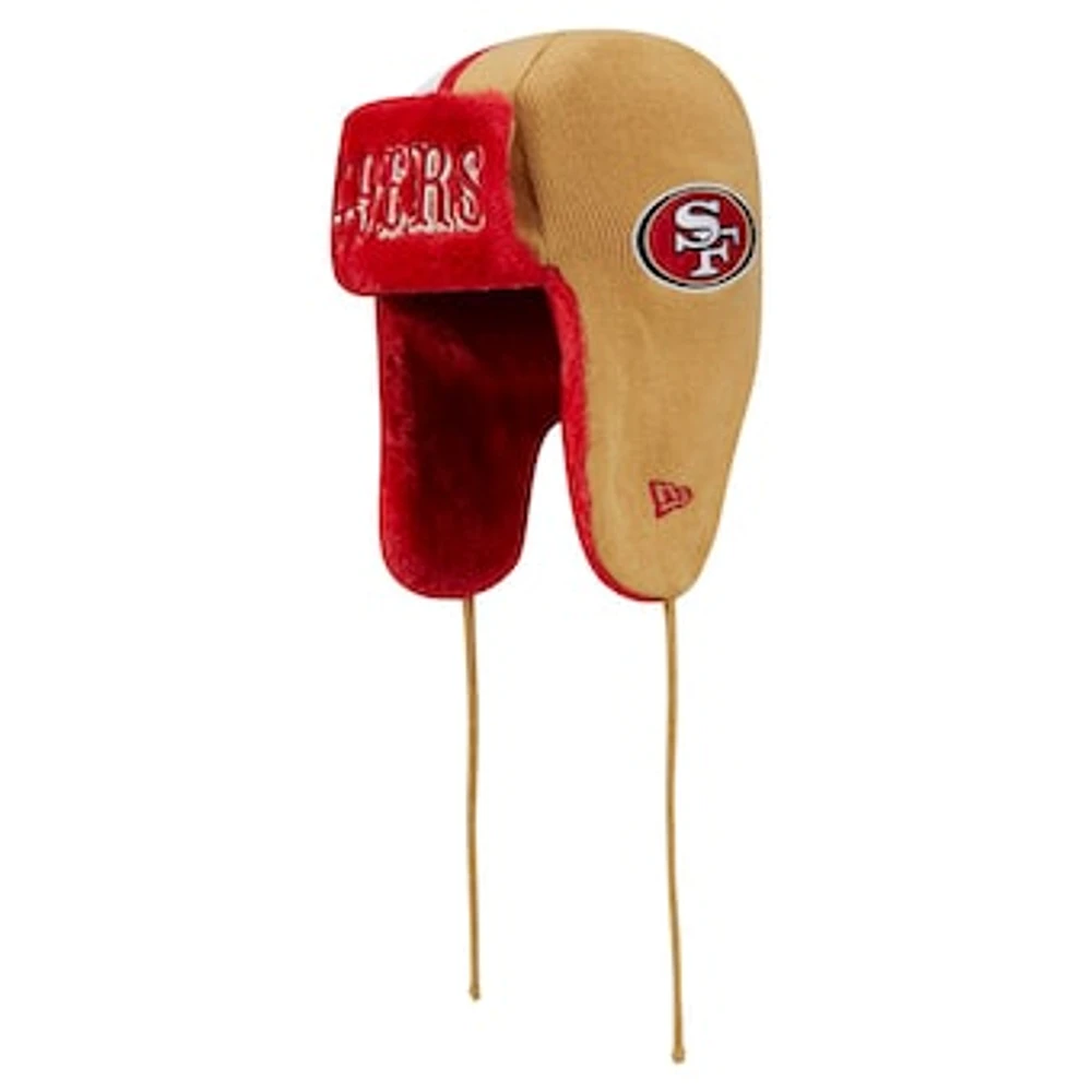 Men's New Era Gold San Francisco 49ers Helmet Head Trapper Knit Hat