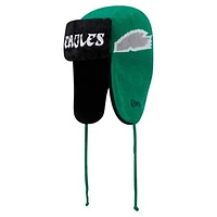 Men's New Era Kelly Green Philadelphia Eagles Helmet Head Trapper Knit Hat