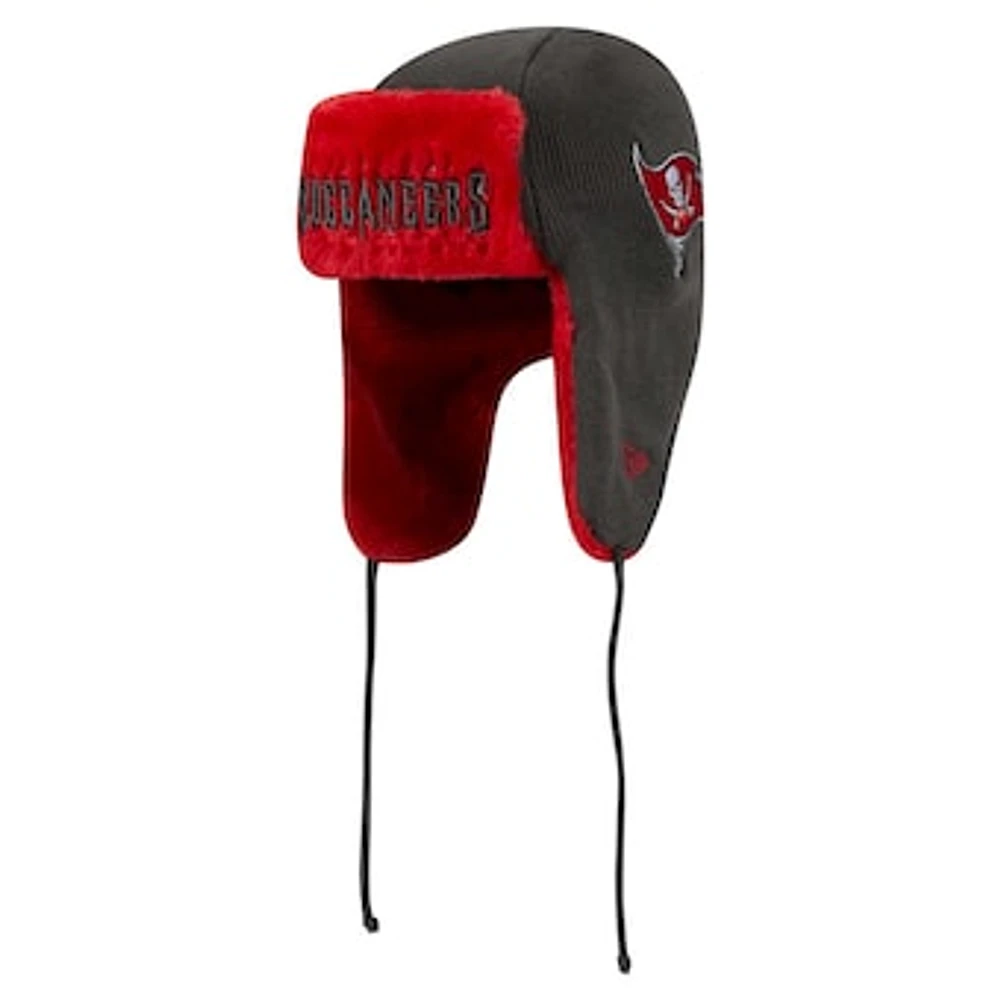 Men's New Era Pewter Tampa Bay Buccaneers Helmet Head Trapper Knit Hat