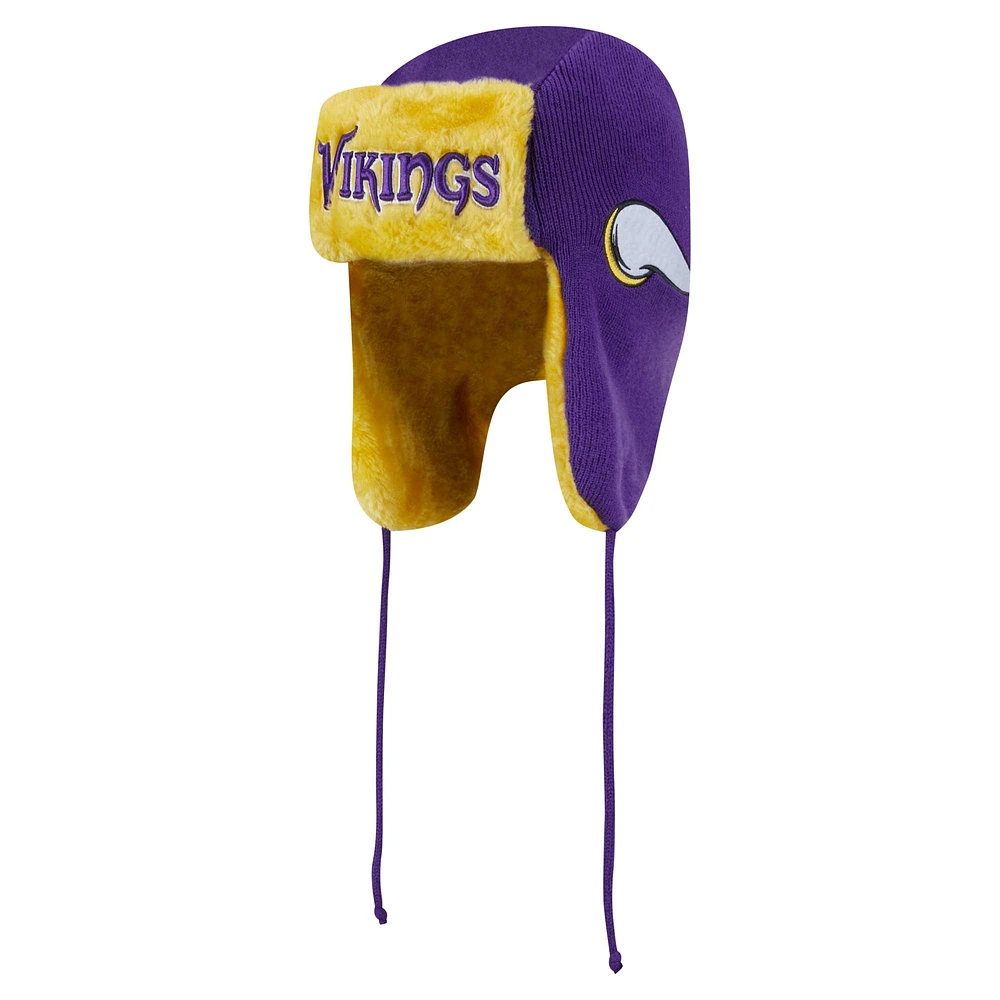 Men's New Era Purple Minnesota Vikings Helmet Head Trapper Knit Hat