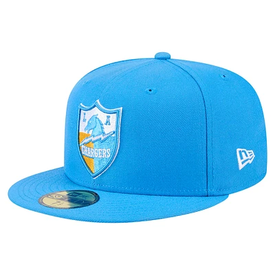 Men's New Era Powder Blue Los Angeles Chargers Throwback Main 59FIFTY Fitted Hat