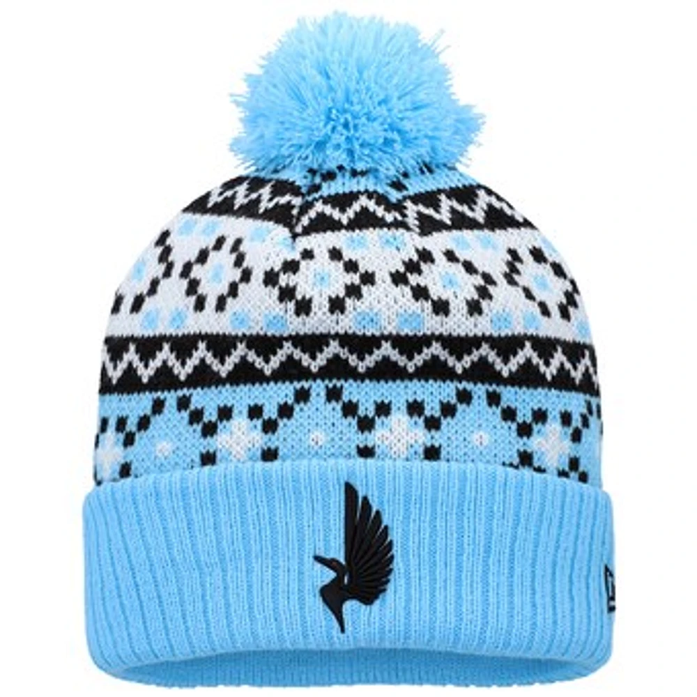 Men's New Era Light Blue Minnesota United FC Nostalgia Cuffed Knit Hat with Pom