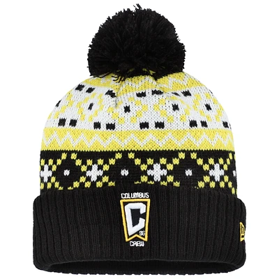 Men's New Era Black Columbus Crew Nostalgia Cuffed Knit Hat with Pom