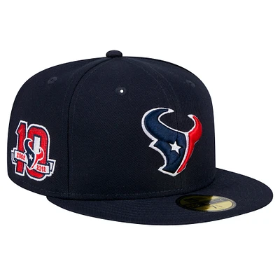 Men's New Era Navy Houston Texans Main Side Patch 59FIFTY Fitted Hat