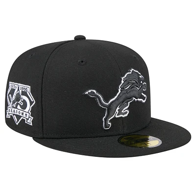 Men's New Era Black Detroit Lions Main Patch 59FIFTY Fitted Hat