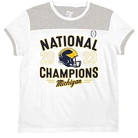 Women's Blue 84  White Michigan Wolverines College Football Playoff 2023 National Champions Colorblock T-Shirt