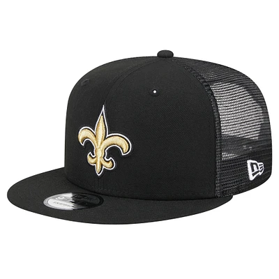 Men's New Era Black New Orleans Saints  Main Trucker 9FIFTY Snapback Hat