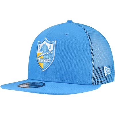 Men's New Era Powder Blue Los Angeles Chargers Throwback Main Trucker 9FIFTY Snapback Hat